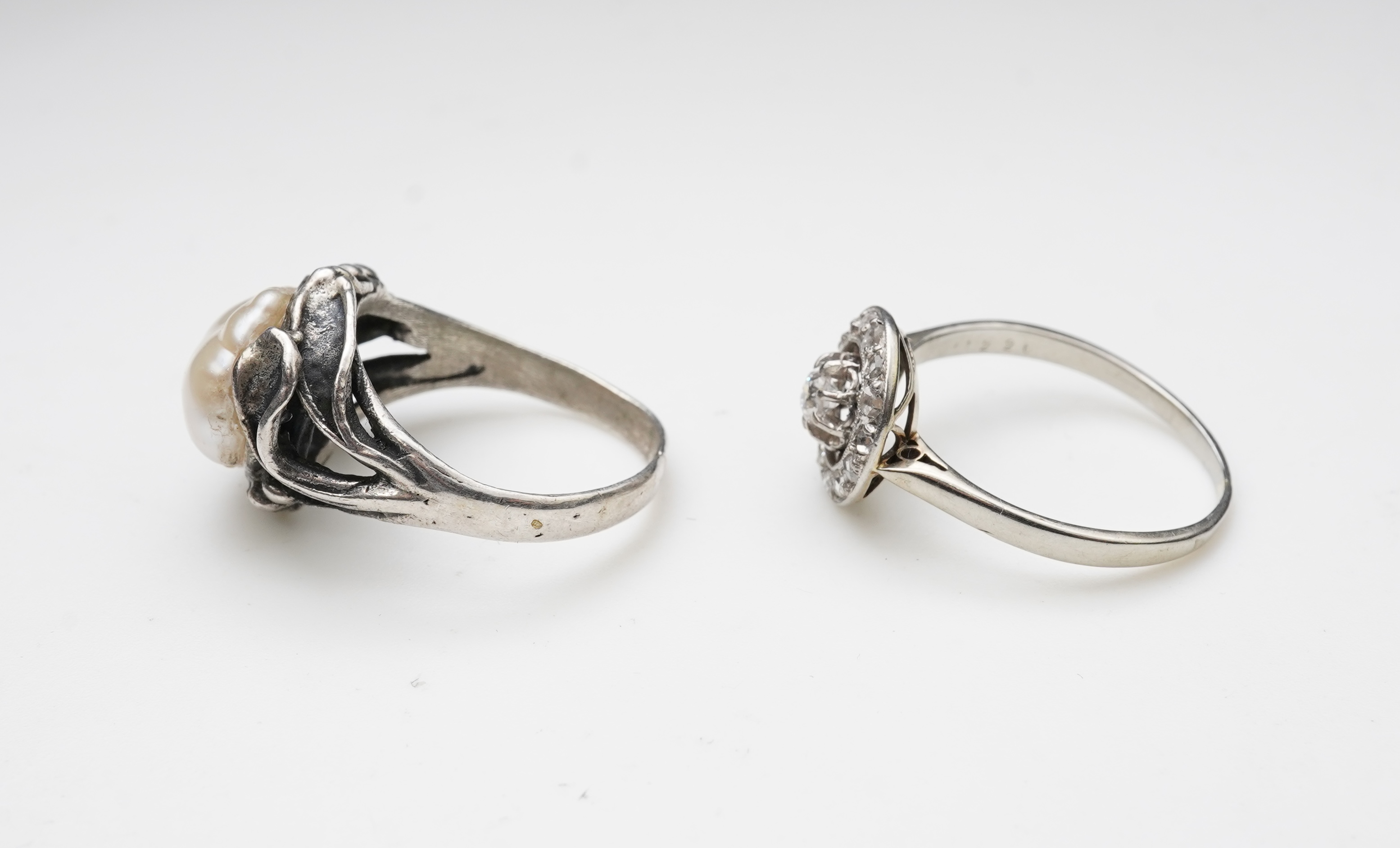 A collection of jewels including a diamond ring, late 19th/early 20th century